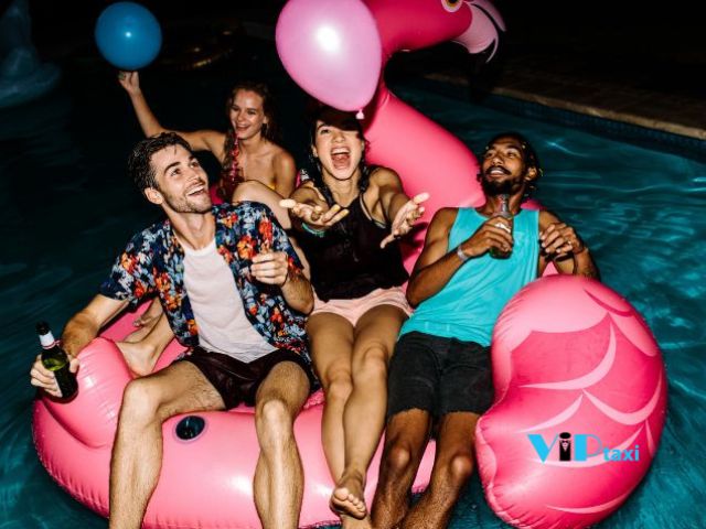 Group of Friends Enjoying an Arizona Pool Party in a Nightclub