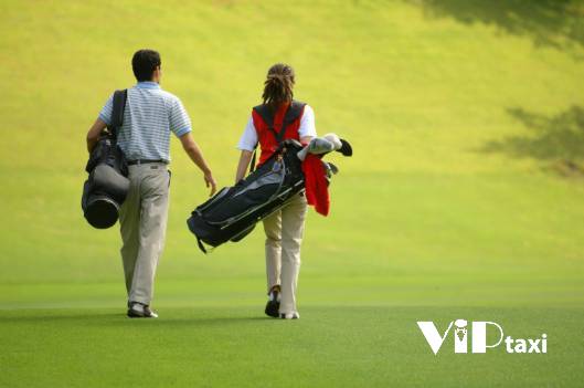 Professional Golfers on a Golf Course